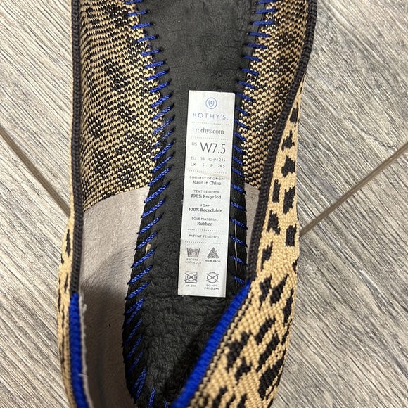 • Rothy’s • The Point Washable Pointed Toe Flats Cheetah Print Black Tan 7.5 - Picture 6 of 6